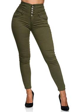 Elara Damen Jeans Stretch Skinny High Waist Chunkyrayan EL60-22 Gruen-52 (6XL) von Elara