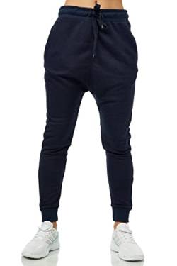 Elara Damen Jogginghose bequem Harem locker Chunkyrayan J-03 Navy-XXL von Elara