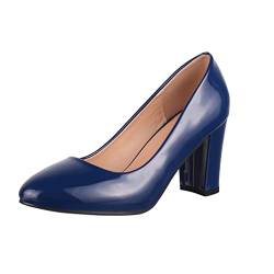 Elara Damen Pumps Chunkyrayan CIC-15 Blue-38 von Elara