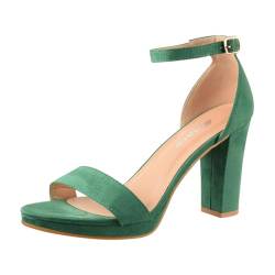 Elara Damen Pumps High Heels Chunkyrayan WW100 Green-38 von Elara