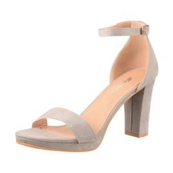 Elara Damen Pumps High Heels Chunkyrayan WW100 Grey-39 von Elara