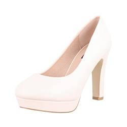 Elara Damen Pumps Plateau Chunkyrayan E22321 Beige-40 von Elara