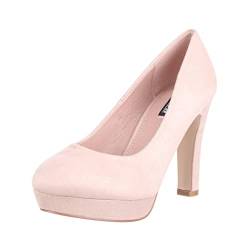 Elara Damen Pumps Plateau Chunkyrayan E22360 Beige-38 von Elara