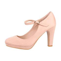 Elara Damen Pumps Riemchen High Heels Vintage Chunkyrayan New BL692 Pink-40 von Elara