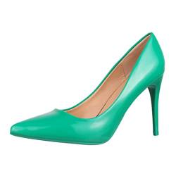 Elara Damen Pumps Stiletto Chunkyrayan B0-192 Green-40 von Elara