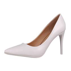 Elara Damen Pumps Stiletto Chunkyrayan B0-192 White-39 von Elara