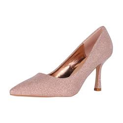 Elara Damen Pumps Stiletto mit Strass Spitz Chunkyrayan G71-Champagne-37 von Elara