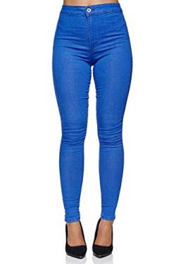 Elara Damen Slim Fit Hose Highwaist Jeans Chunkyrayan 915-18C Blau 36 (S) von Elara