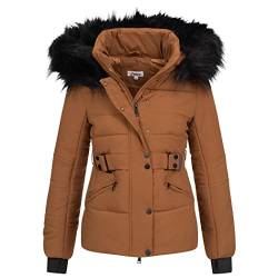 Elara Damen Steppjacke Parka Kurz Mantel Chunkyrayan EL-JA03 Khaki-36 (S) von Elara