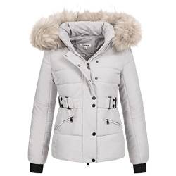 Elara Damen Steppjacke Parka Kurz Mantel Grau Chunkyrayan EL-JA03 Grey-36 (S) von Elara