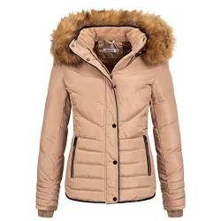 Elara Damen Steppjacke Winter Tailliert Chunkyrayan EL-JA01 Camel 34 (XS) von Elara