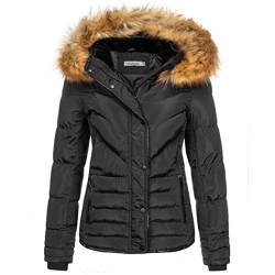 Elara Damen Steppjacke Winter Tailliert Schwarz Chunkyrayan EL-JA01 Black/Natur 36 (S) von Elara