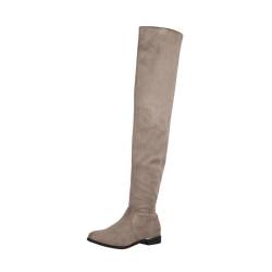 Elara Damen Stiefel Overknees Wildlederoptik Chunkyrayan EL502 Khaki-40 von Elara