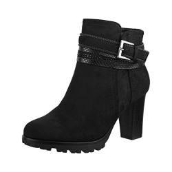 Elara Damen Stiefelette Ankle Boots Chunkyrayan 2018 C292-1-Black-35 von Elara
