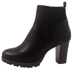 Elara Damen Stiefeletten Ankle Boots Chunkyrayan 949-GA-Schwarz-35 von Elara