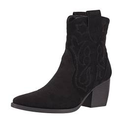 Elara Damen Stiefeletten Cowboy Boots Chunkyrayan DE326S Black Suede-38 von Elara