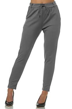 Elara Damen Stoffhose Elegant Chunkyrayan 5897 Grau-42 (XL) von Elara