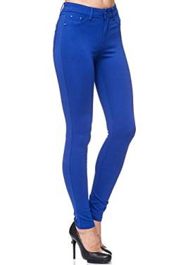 Elara Damen Stretch Hose Skinny Fit Jegging Chunkyrayan H01-16 Blue 48 (4XL) von Elara