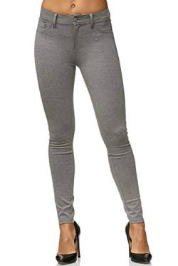 Elara Damen Stretch Hose Skinny Fit Jegging Chunkyrayan H01-21 Light Grey 38 (M) von Elara