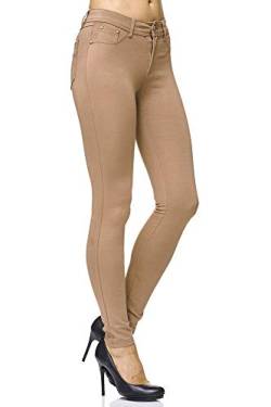 Elara Damen Stretch Hose Skinny Fit Jegging Chunkyrayan H10 Taupe 50 (5XL) von Elara