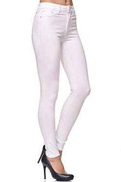 Elara Damen Stretch Hose Skinny Fit Jegging Chunkyrayan H13 White 34 (XS) von Elara