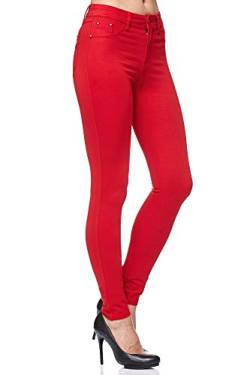 Elara Damen Stretch Hose Skinny Fit Jegging Chunkyrayan H21 Red 50 (5XL) von Elara
