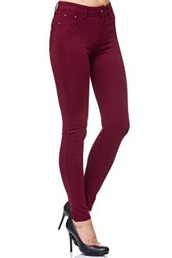 Elara Damen Stretch Hose Skinny Fit Jegging Chunkyrayan H23 Wine 46 (3XL) von Elara