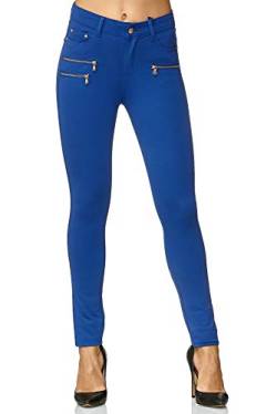 Elara Damen Stretch Hose Skinny Fit Jegging Chunkyrayan H86-16 Royal Blue 42 (XL) von Elara