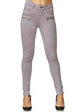 Elara Damen Stretch Hose Skinny Fit Jegging Chunkyrayan H86-26 Lt.Grey 42 (XL) von Elara