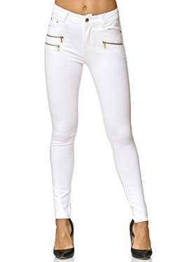 Elara Damen Stretch Hose Skinny Fit Jegging Chunkyrayan H86-9 White 34 (XS) von Elara