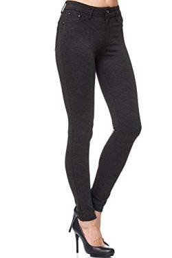 Elara Damen Stretch Hose Skinny Fit Jegging Chunkyrayan H92 Black/Grey 34 (XS) von Elara