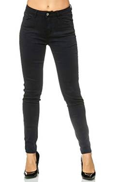 Elara Damen Stretch Hose Skinny Jeans Elastisch Chunkyrayan G09 Black 34 (XS) von Elara