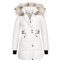 Elara Damen Winterjacke Schwarz Chunkyrayan EL-JA02 White-40 (L) von Elara