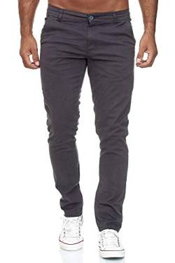 Elara Herren Chino Hose Slim Fit Stretch Chunkyrayan MEL009-Anthrazit-29/34 von Elara