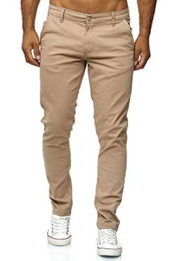 Elara Herren Chino Hose Slim Fit Stretch Chunkyrayan MEL009-Beige-29/34 von Elara