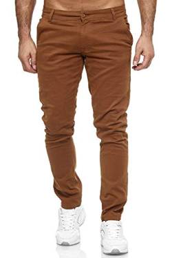 Elara Herren Chino Hose Slim Fit Stretch Chunkyrayan MEL009-Camel-30/34 von Elara