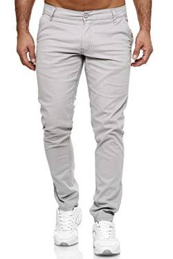 Elara Herren Chino Hose Slim Fit Stretch Chunkyrayan MEL009-Grau-40/30 von Elara