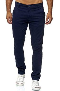 Elara Herren Chino Hose Slim Fit Stretch Chunkyrayan MEL009-Navyblau-31/32 von Elara