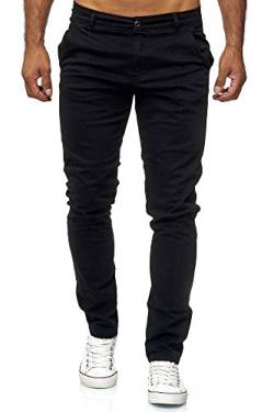 Elara Herren Chino Hose Slim Fit Stretch Chunkyrayan MEL009-Schwarz-32/36 von Elara