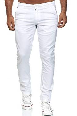 Elara Herren Chino Hose Slim Fit Stretch Chunkyrayan MEL009-Weiß-29/32 von Elara