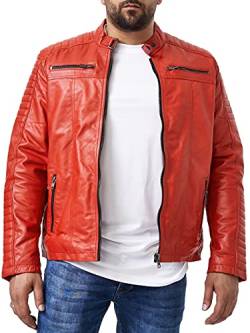 Elara Herren Echtlederjacke Biker Look Rot Chunkyrayan P 70015 Red-54 (3XL) von Elara