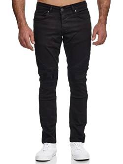 Elara Herren Jeans Slim Fit Hose Biker-Jeans Chunkyrayan 16517-Black-33W / 32L von Elara