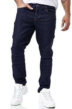 Elara Herren Jeans Slim Fit Hose Biker-Jeans Chunkyrayan 16517-Dunkelblau-33W / 34L von Elara