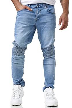 Elara Herren Jeans Slim Fit Hose Biker-Jeans Chunkyrayan 16517-Light Blue-31W / 32L von Elara