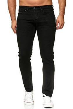 Elara Herren Jeans Slim Fit Hose Denim Stretch Chunkyrayan 16533-Black-29W / 34L von Elara