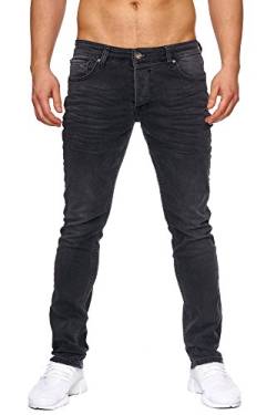 Elara Herren Jeans Slim Fit Hose Denim Stretch Chunkyrayan 16533-Schwarz-29W / 30L von Elara