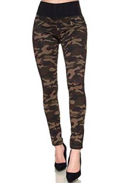 Elara Miss Anna Damen Stretch Hose Skinny Jegging Chunkyrayan A08-92 Camouflage 50 (5XL) von Elara