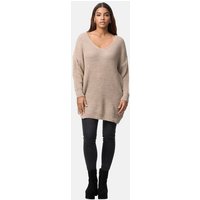 Elara Strickkleid Elara Damen Strickpullover Runderkragen 2080 Dunkelbeige (1-tlg) von Elara