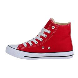 Elara Unisex Kult Sneaker | Bequeme Sportschuhe für Damen und Herren | High Top Textil Schuhe|Chunkyrayan Farbe:-Rot 2 Gr:-42 EU von Elara