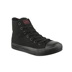 Elara Unisex Kult Sneaker Bequeme Sportschuhe fur Damen und Herren High Top Textil SchuheChunkyrayan Farbe :-All Black(schwarz), Gr:-44 EU von Elara